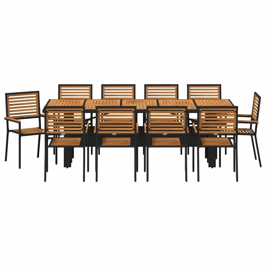 Ensemble de salle à manger pour jardin 11 pcs Noir et Marron - 7