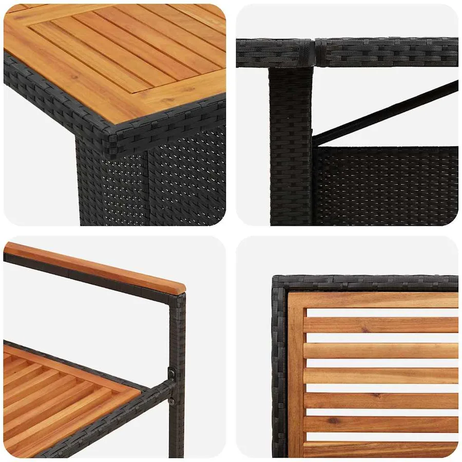 Ensemble de salle à manger pour jardin 11 pcs Noir et Marron - 9