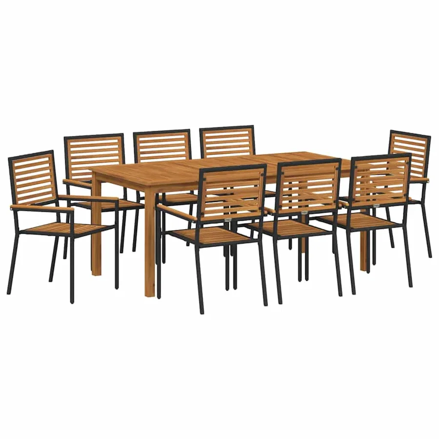 Ensemble de salle à manger pour jardin 9 pcs Noir - 2