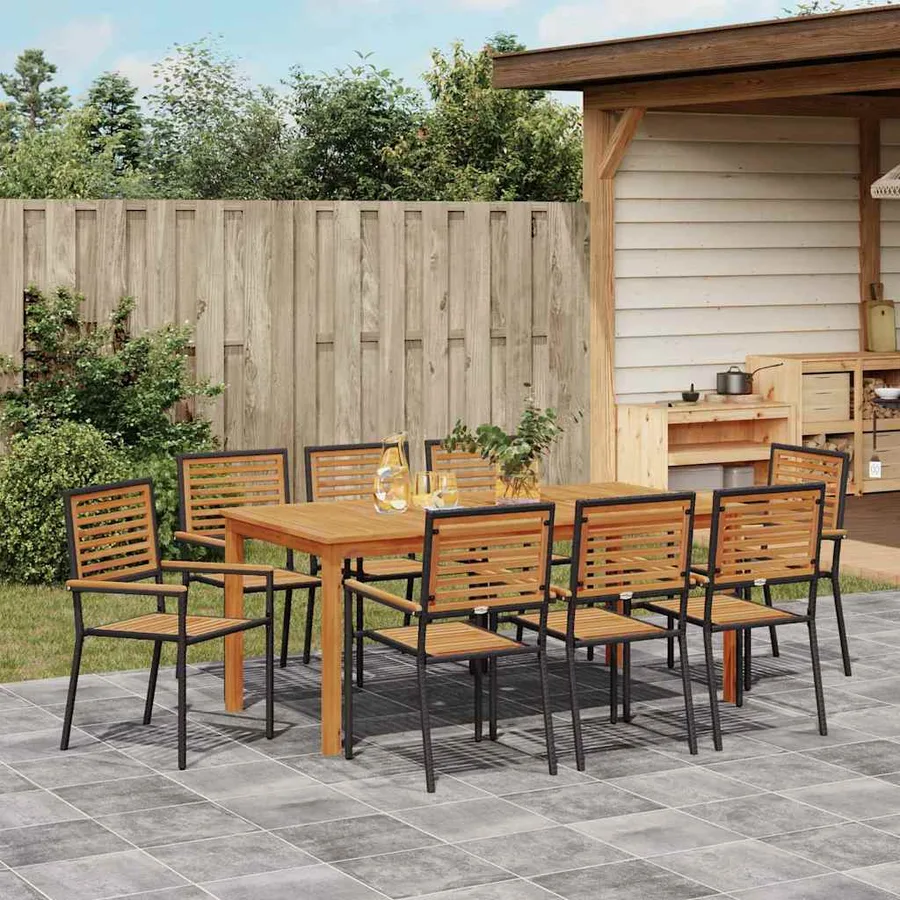 Ensemble de salle à manger pour jardin 9 pcs Noir - 4