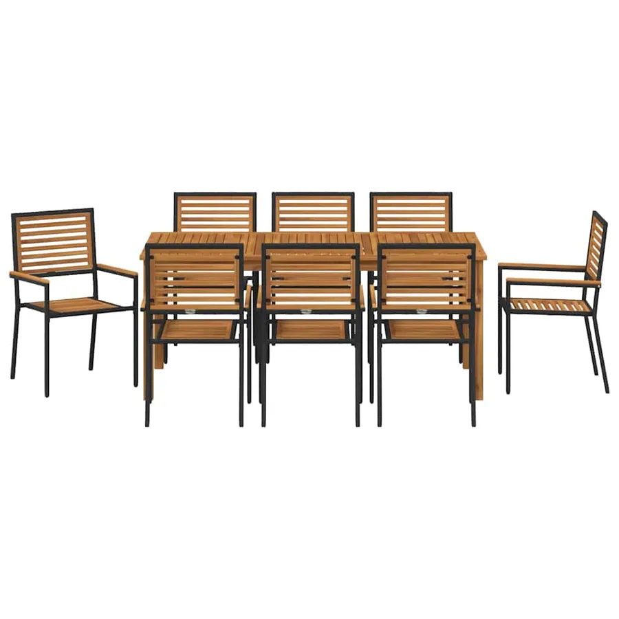 Ensemble de salle à manger pour jardin 9 pcs Noir - 7