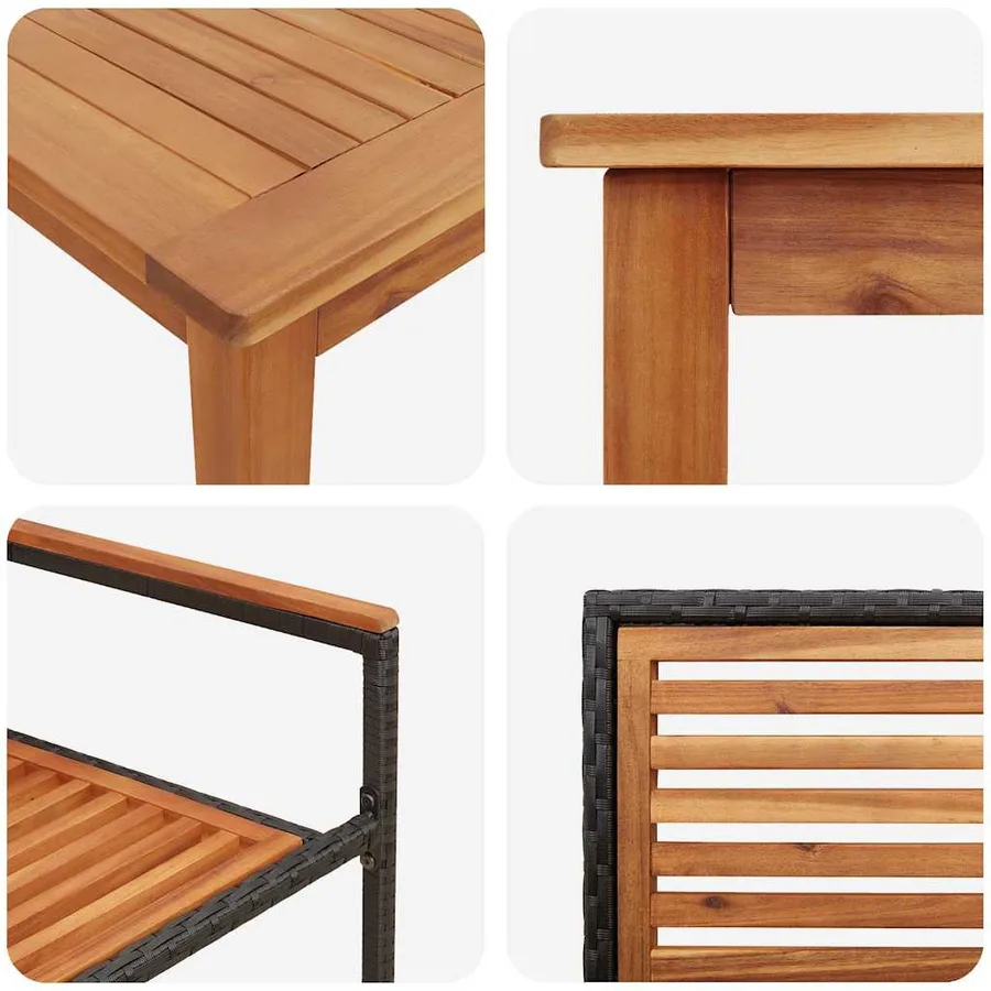 Ensemble de salle à manger pour jardin 9 pcs Noir - 9