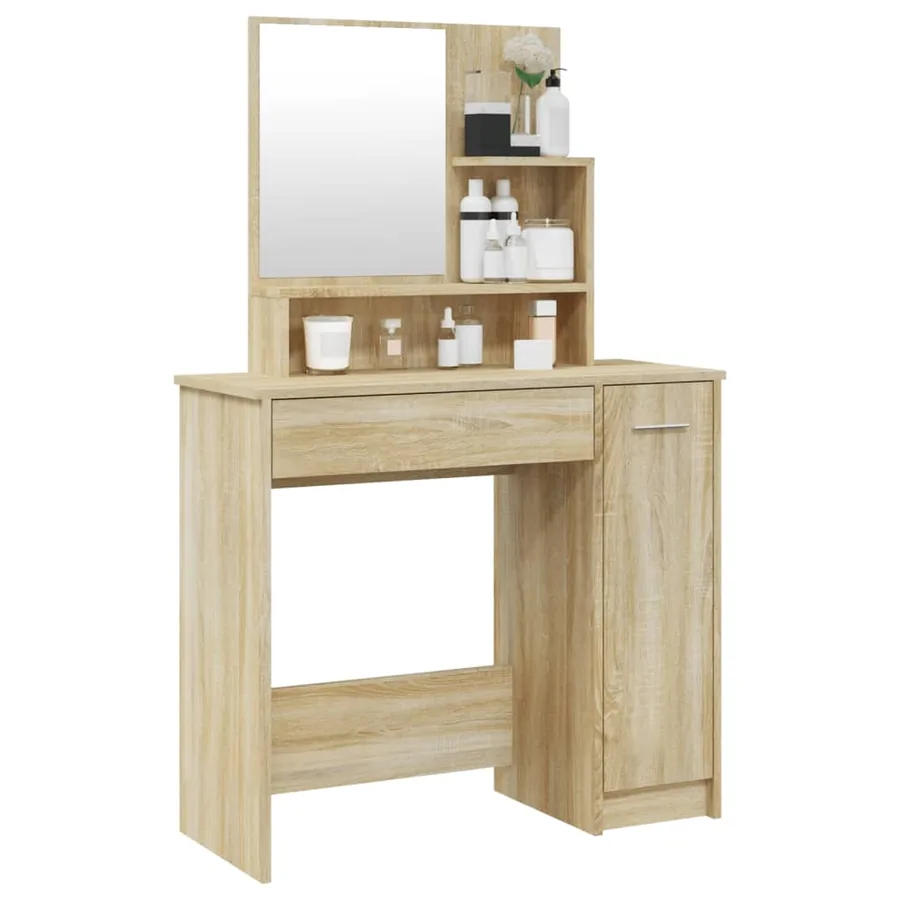 Coiffeuse avec miroir chêne sonoma 86,5x35x136 cm - 4