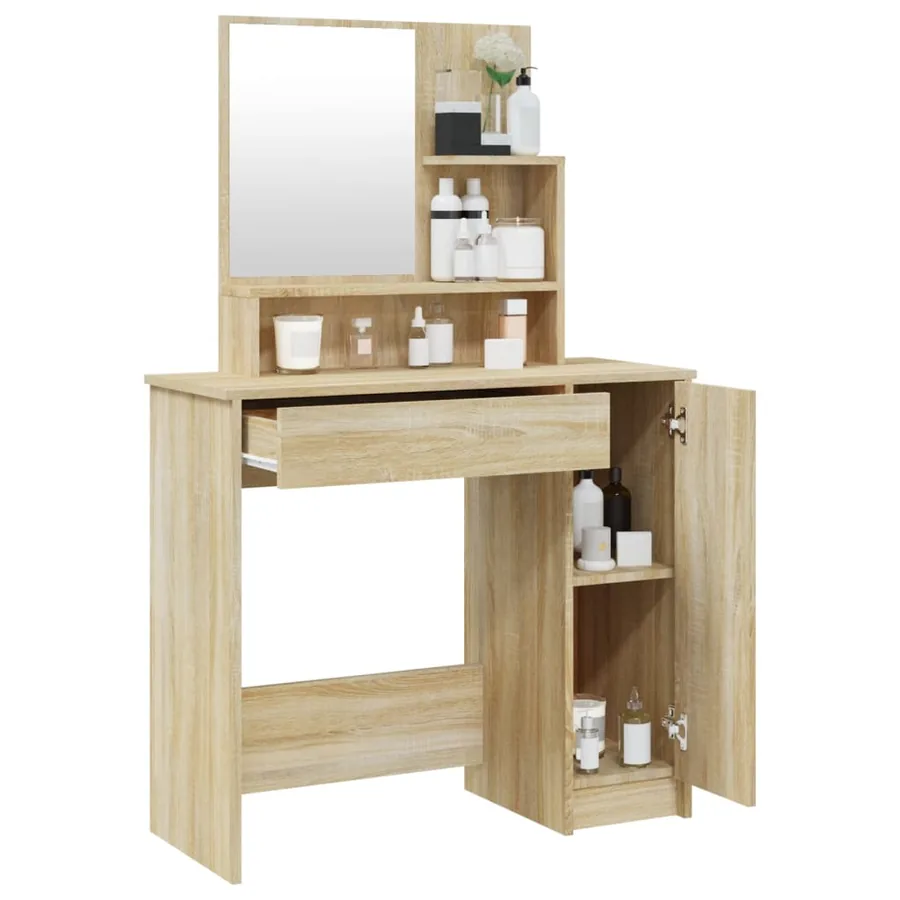 Coiffeuse avec miroir chêne sonoma 86,5x35x136 cm - 5