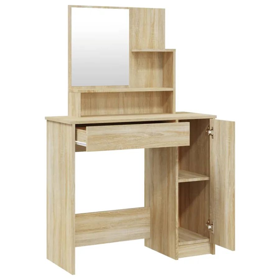 Coiffeuse avec miroir chêne sonoma 86,5x35x136 cm - 7