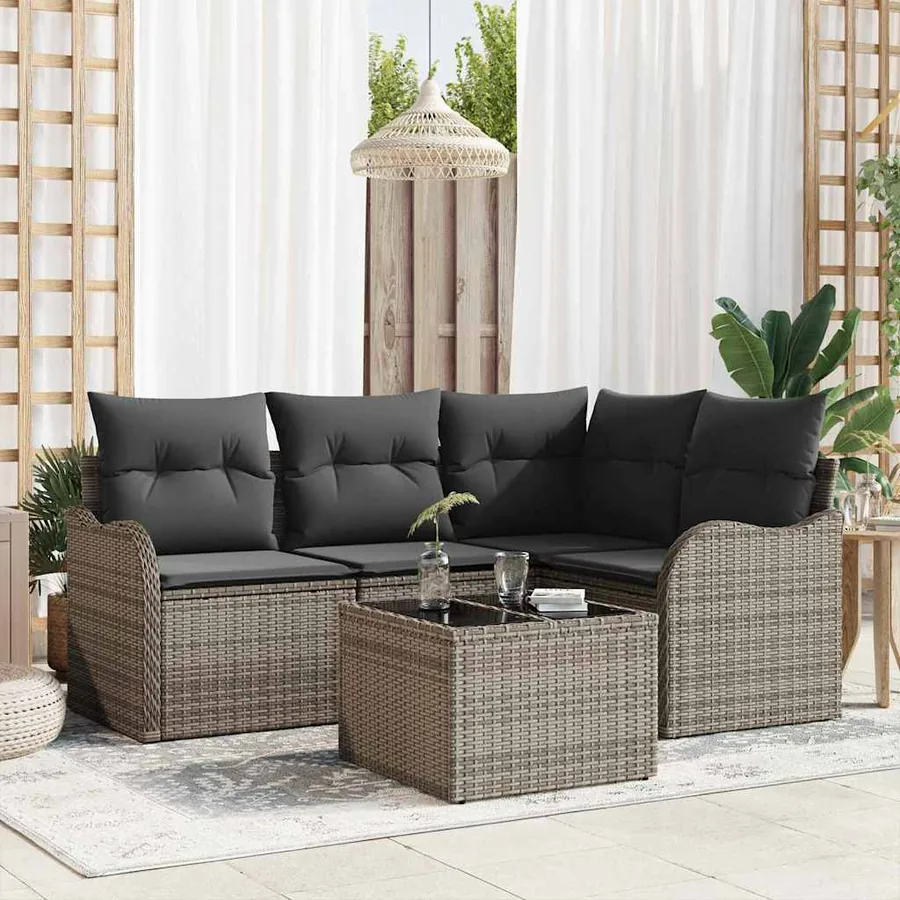 Ensemble de canapé de jardin Gris polyrotin