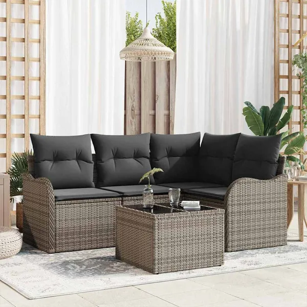 Ensemble de canapé de jardin Gris polyrotin