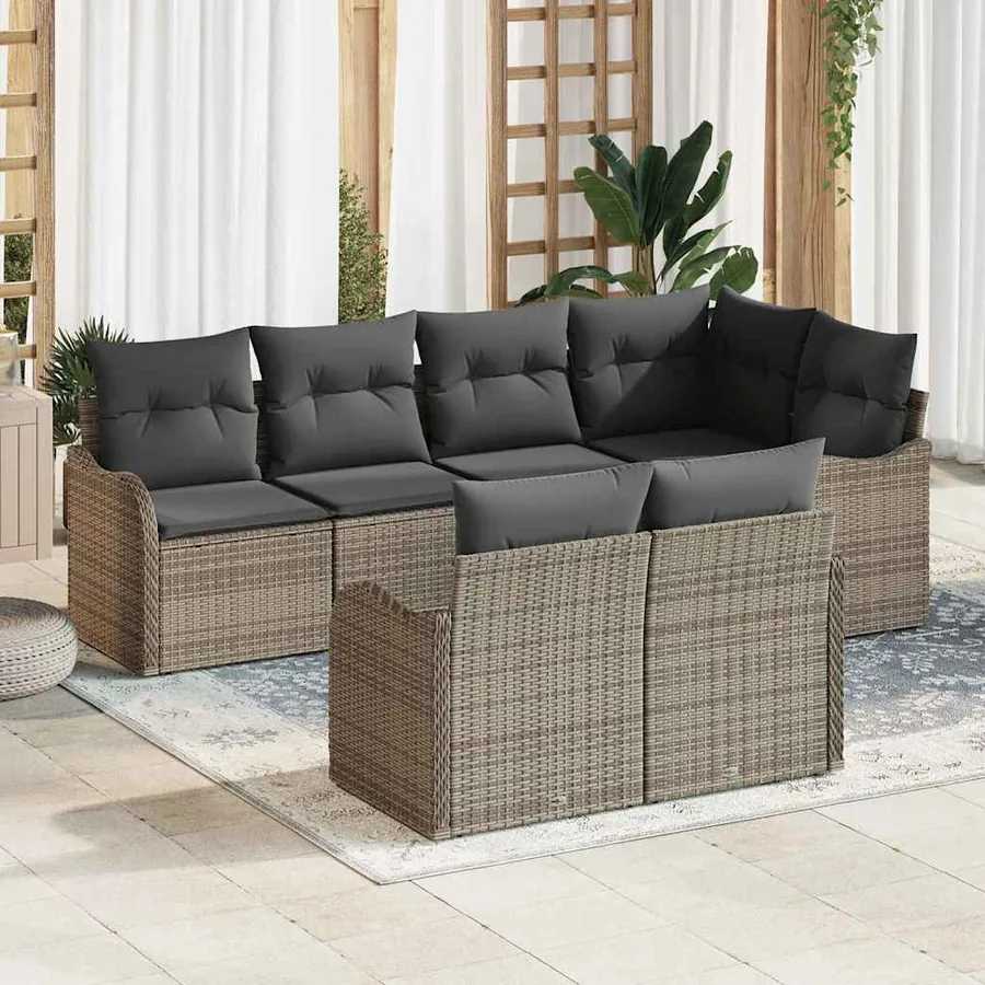Ensemble de canapé de jardin Gris polyrotin