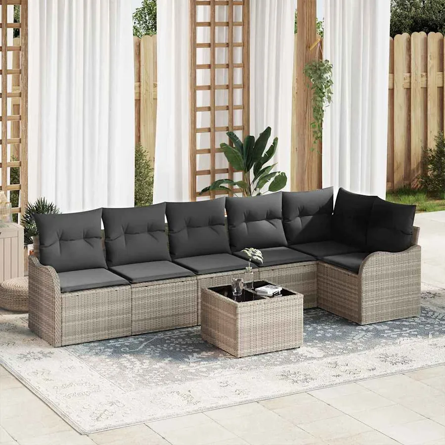 Ensemble de canapé de jardin Gris clair polyrotin