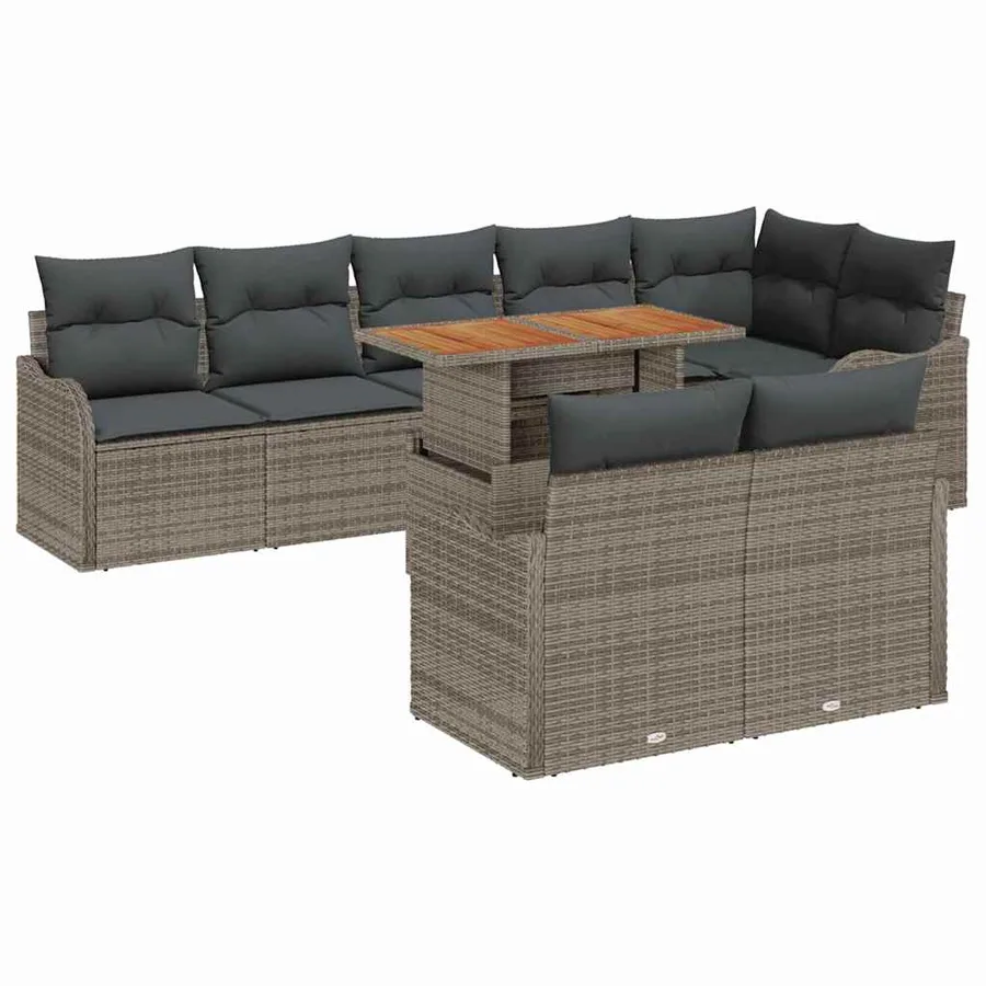 Ensemble de canapé de jardin avec coussin 9 pcs Gris - 2