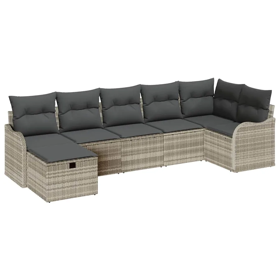 Ensemble de Canapés avec coussin Gris clair polyrotin - 2
