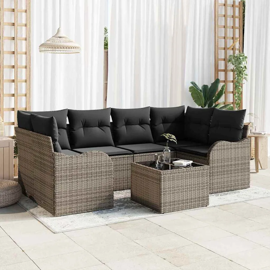 Ensemble de canapé de jardin Gris 55 x 55 x 37 cm polyrotin