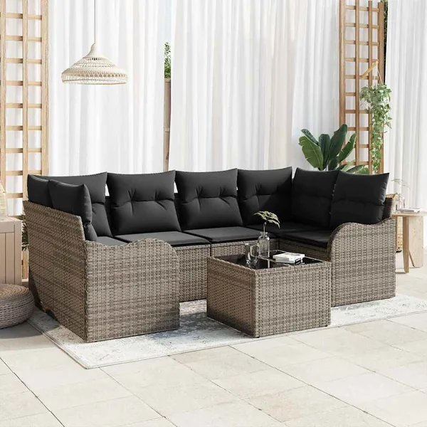 Ensemble de canapé de jardin Gris 55 x 55 x 37 cm polyrotin