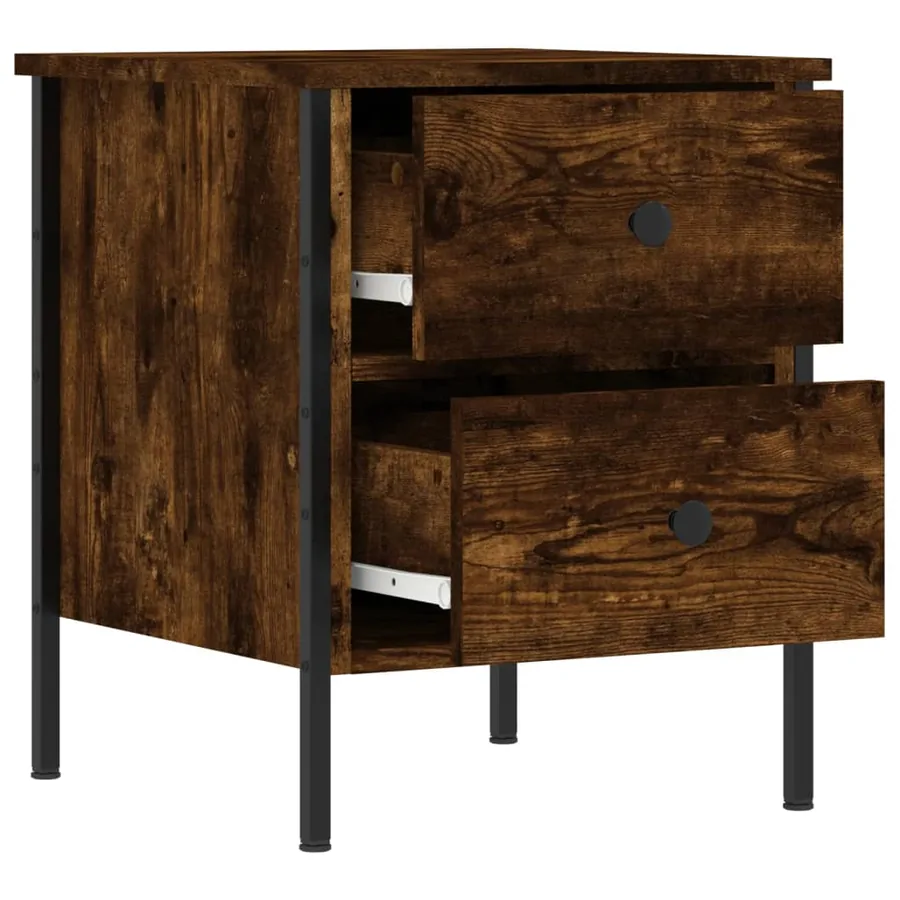 Table de chevet chêne fumé 40x42x50 cm bois d'ingénierie - 4