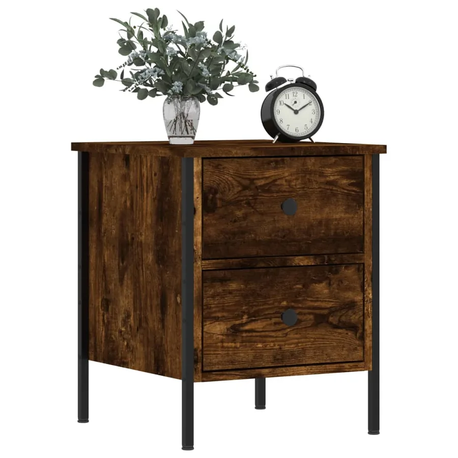Table de chevet chêne fumé 40x42x50 cm bois d'ingénierie - 7