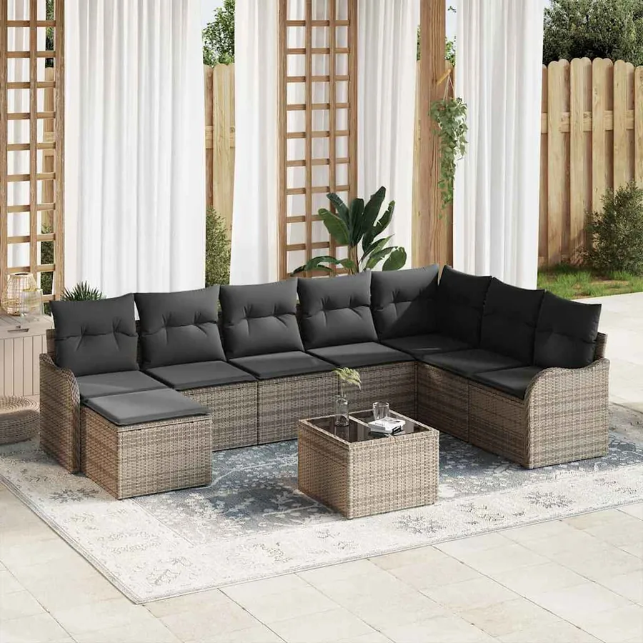 Ensemble de canapé de jardin Gris polyrotin