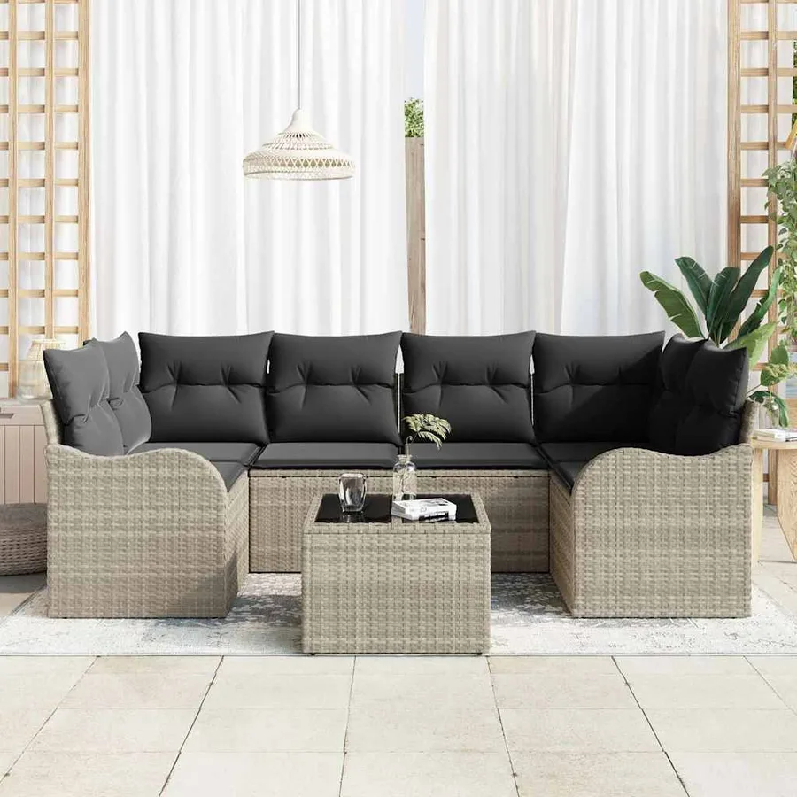 Ensemble de canapé de jardin Gris clair 55 x 55 x 37 cm - 3