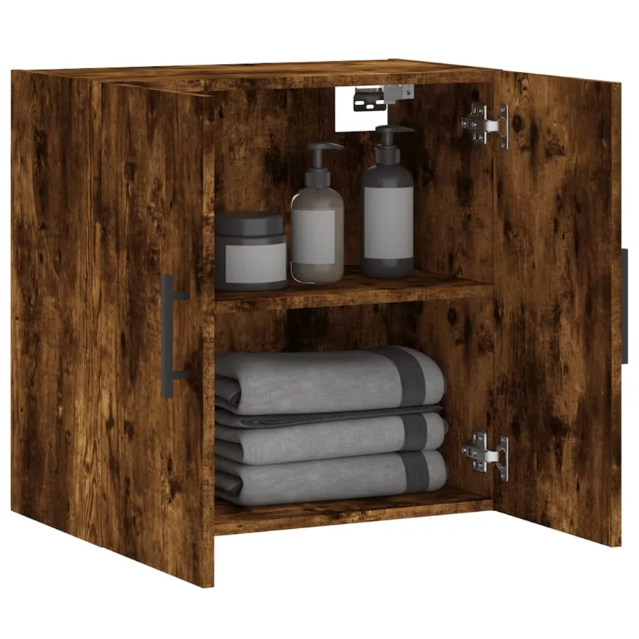 Armoire murale chêne fumé 60x31x60 cm bois d'ingénierie - 4