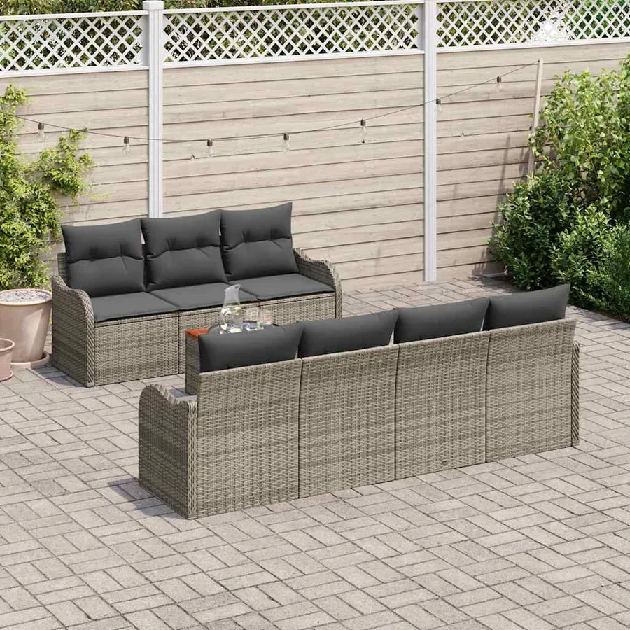 Ensemble de canapé de jardin avec coussin 8 pcs Gris polyrotin - 3