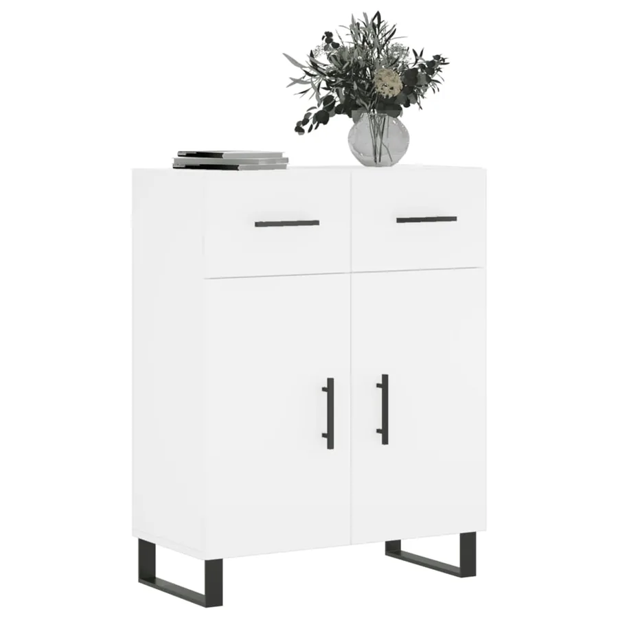 Buffet blanc 69,5x34x90 cm bois d'ingénierie - 3