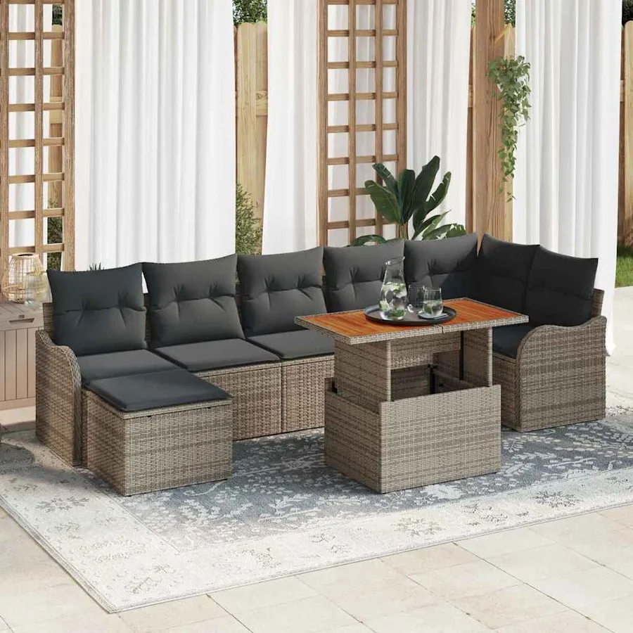 Ensemble de canapé de jardin avec coussin 8 pcs Gris