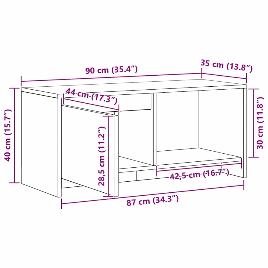 Ensemble meuble TV Montage mural Bois Ancien 90 x 35 x 40 cm - 13