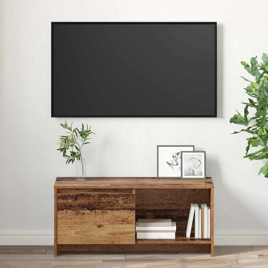 Ensemble meuble TV Montage mural Bois Ancien 90 x 35 x 40 cm - 4