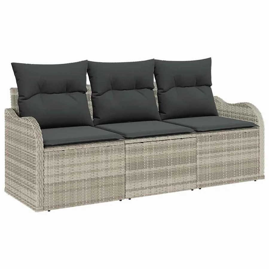 Ensemble de canapé de jardin 3 pcs Gris clair Poly rotin - 2