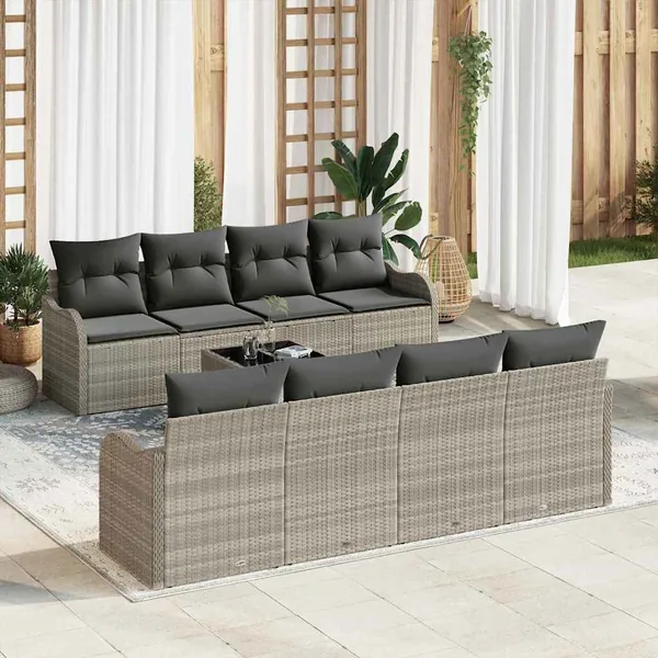 Ensemble de canapé de jardin 9 pcs Gris clair et gris foncé