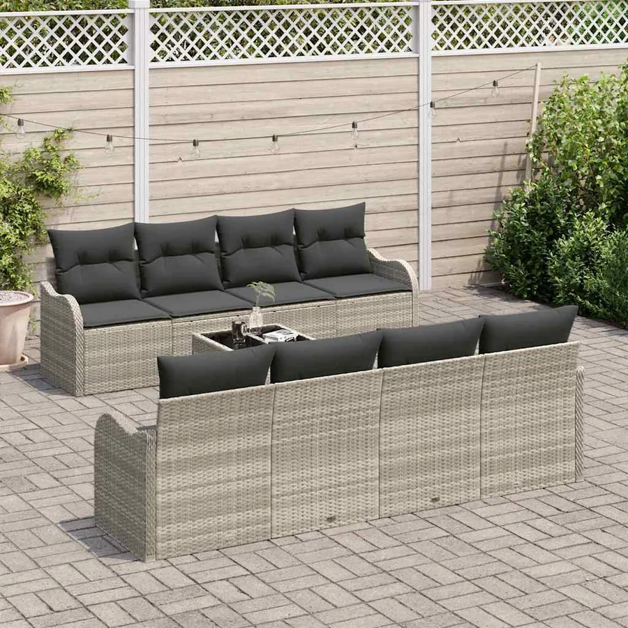 Ensemble de canapé de jardin 9 pcs Gris clair et gris foncé - 3