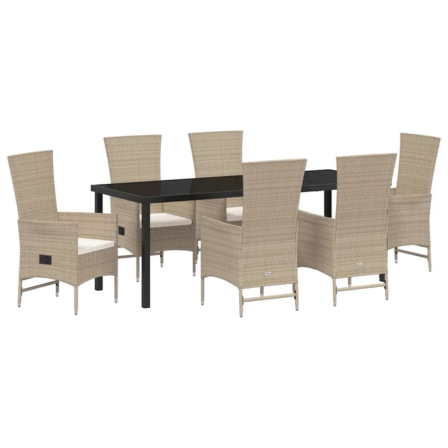 Ensemble de salle à manger pour jardin 7 pcs Beige polyrotin - 2