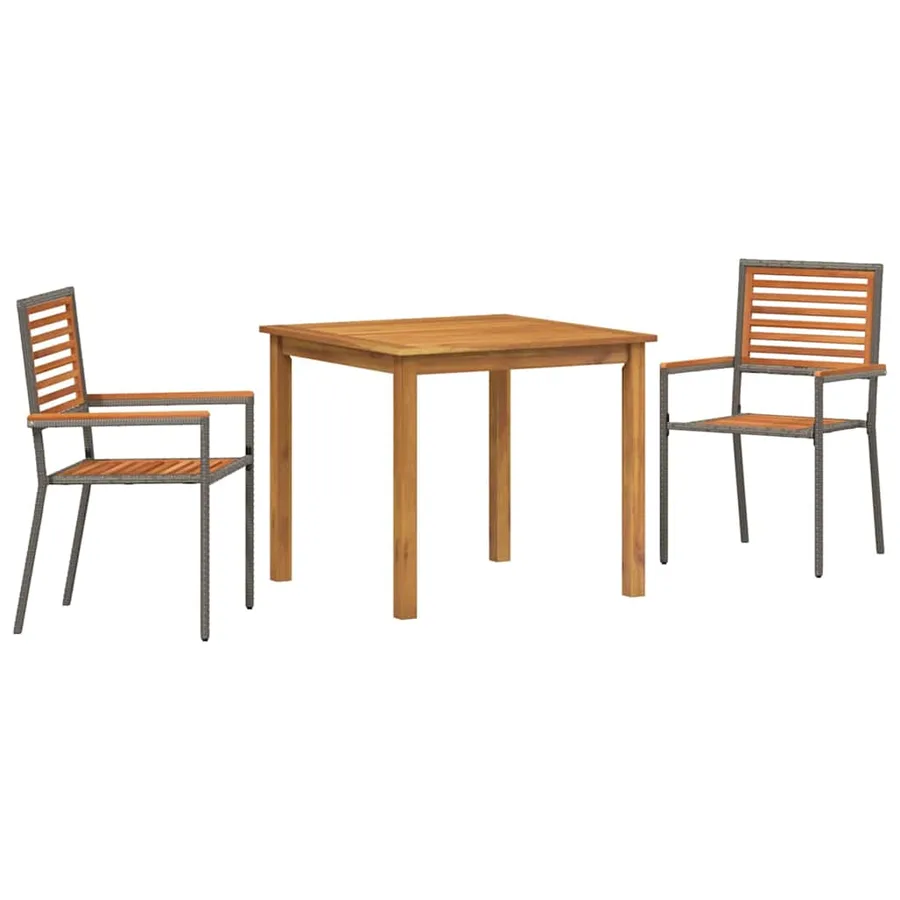 Ensemble de salle à manger pour jardin 3 pcs Gris - 2