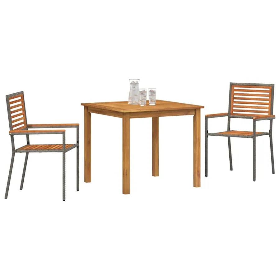 Ensemble de salle à manger pour jardin 3 pcs Gris - 3