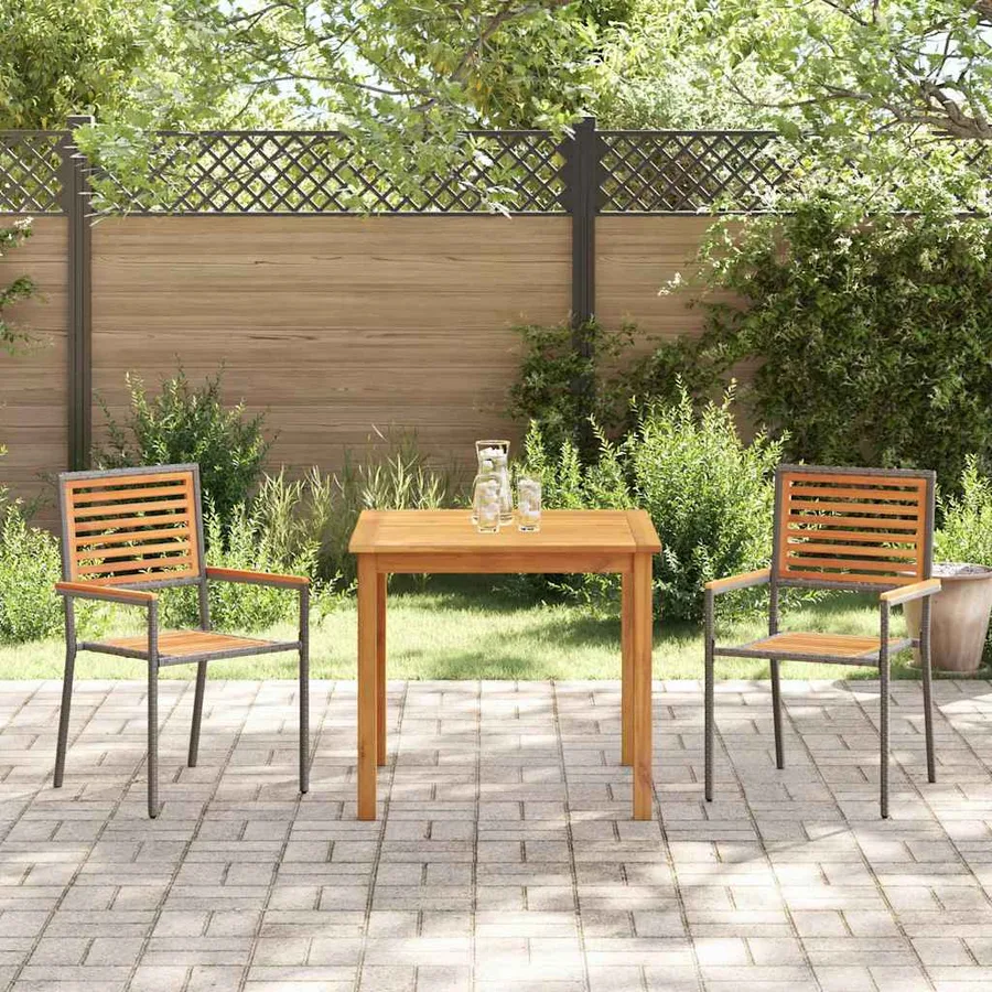 Ensemble de salle à manger pour jardin 3 pcs Gris - 4