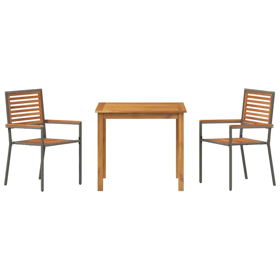 Ensemble de salle à manger pour jardin 3 pcs Gris - 7