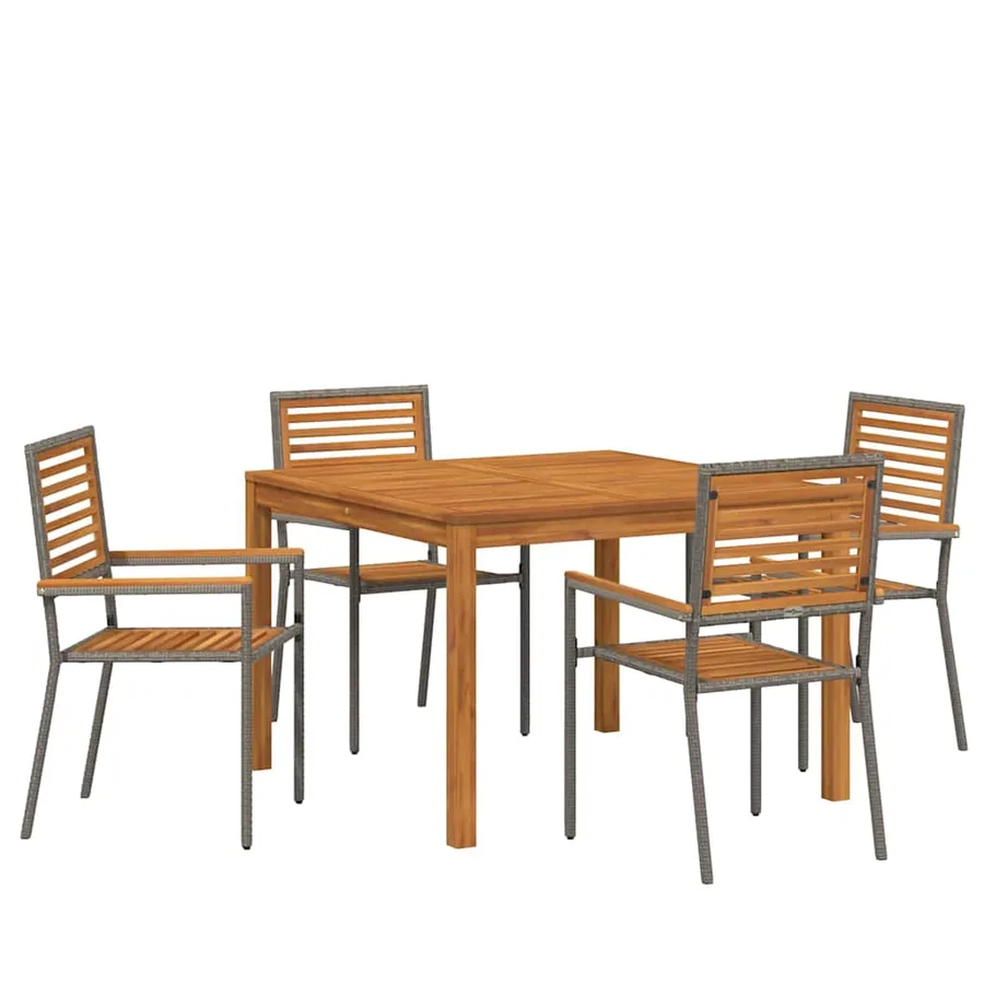 Ensemble de salle à manger pour jardin 5 pcs Gris - 2