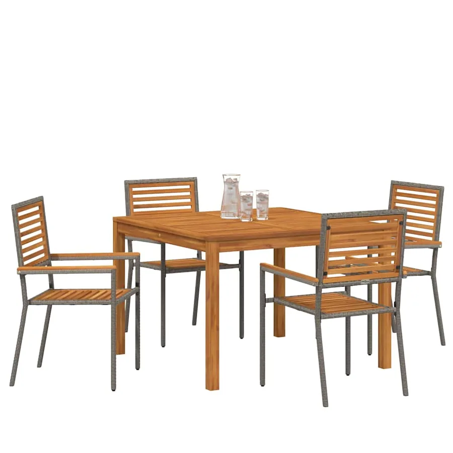 Ensemble de salle à manger pour jardin 5 pcs Gris - 3
