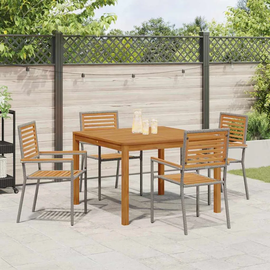 Ensemble de salle à manger pour jardin 5 pcs Gris - 4