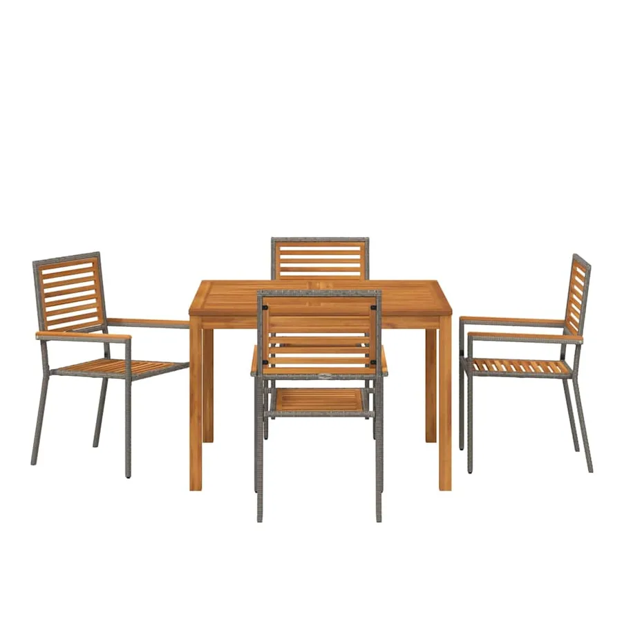 Ensemble de salle à manger pour jardin 5 pcs Gris - 7
