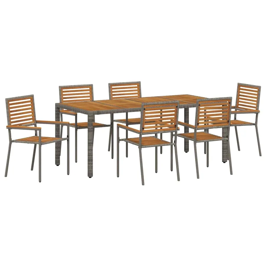 Ensemble de salle à manger pour jardin 7 pcs Gris et marron - 2