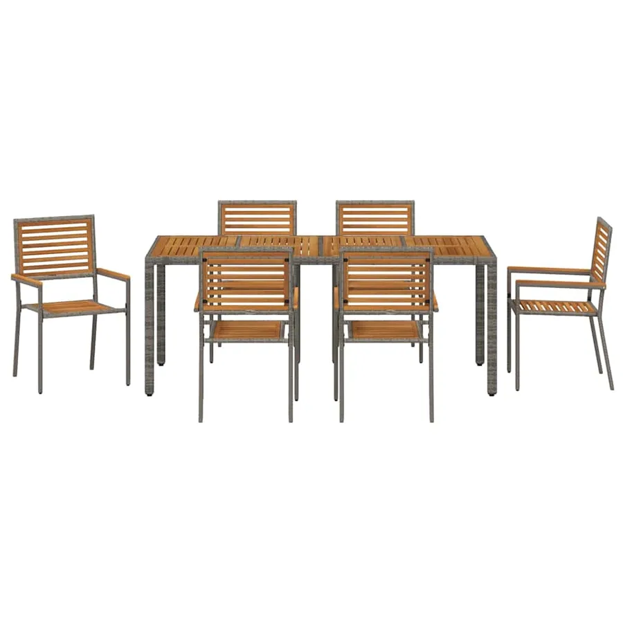 Ensemble de salle à manger pour jardin 7 pcs Gris et marron - 7