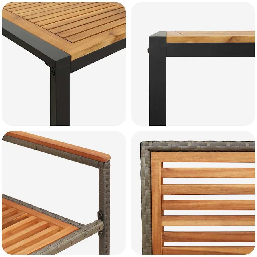 Ensemble de salle à manger pour jardin 9 pcs Gris et marron - 9