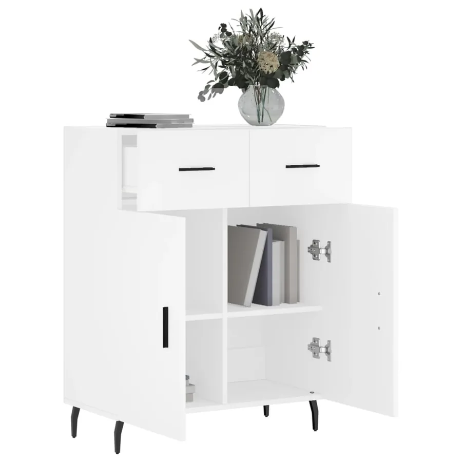 Buffet blanc 69,5x34x90 cm bois d'ingénierie - 4