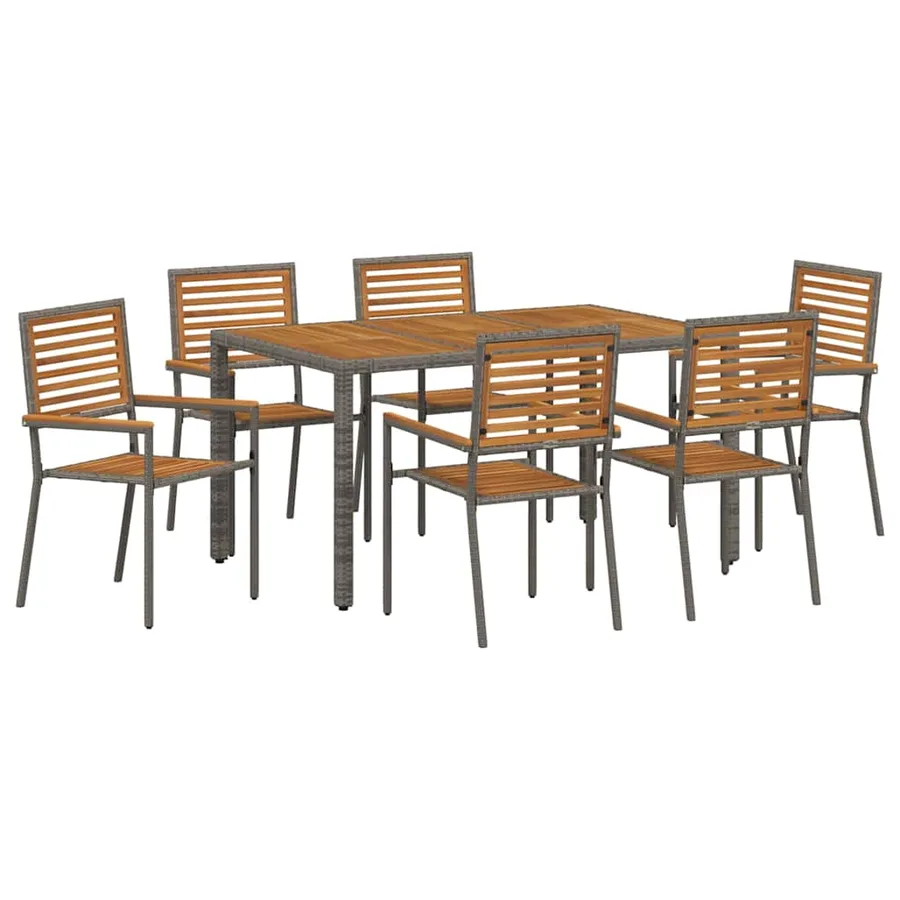 Ensemble de salle à manger pour jardin 7 pcs Gris et marron - 2