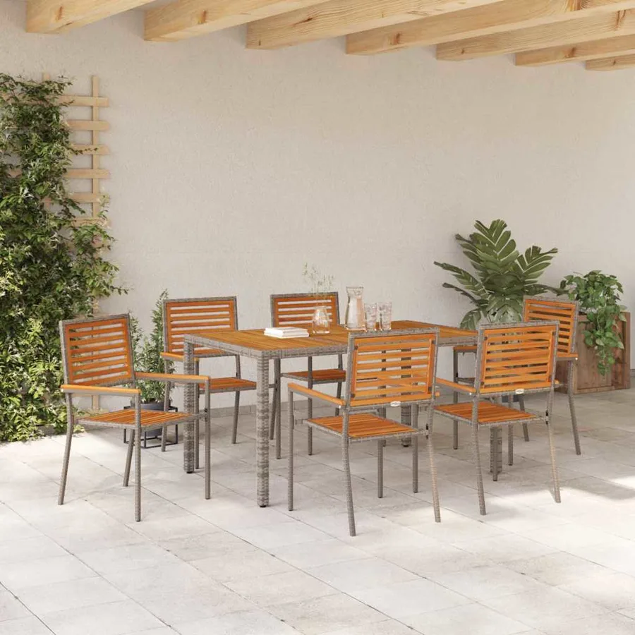 Ensemble de salle à manger pour jardin 7 pcs Gris et marron - 4