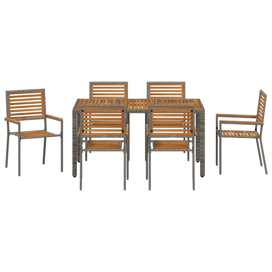 Ensemble de salle à manger pour jardin 7 pcs Gris et marron - 7