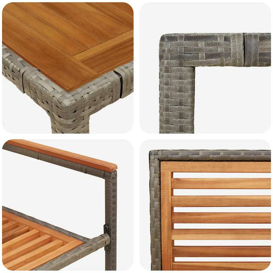 Ensemble de salle à manger pour jardin 7 pcs Gris et marron - 9