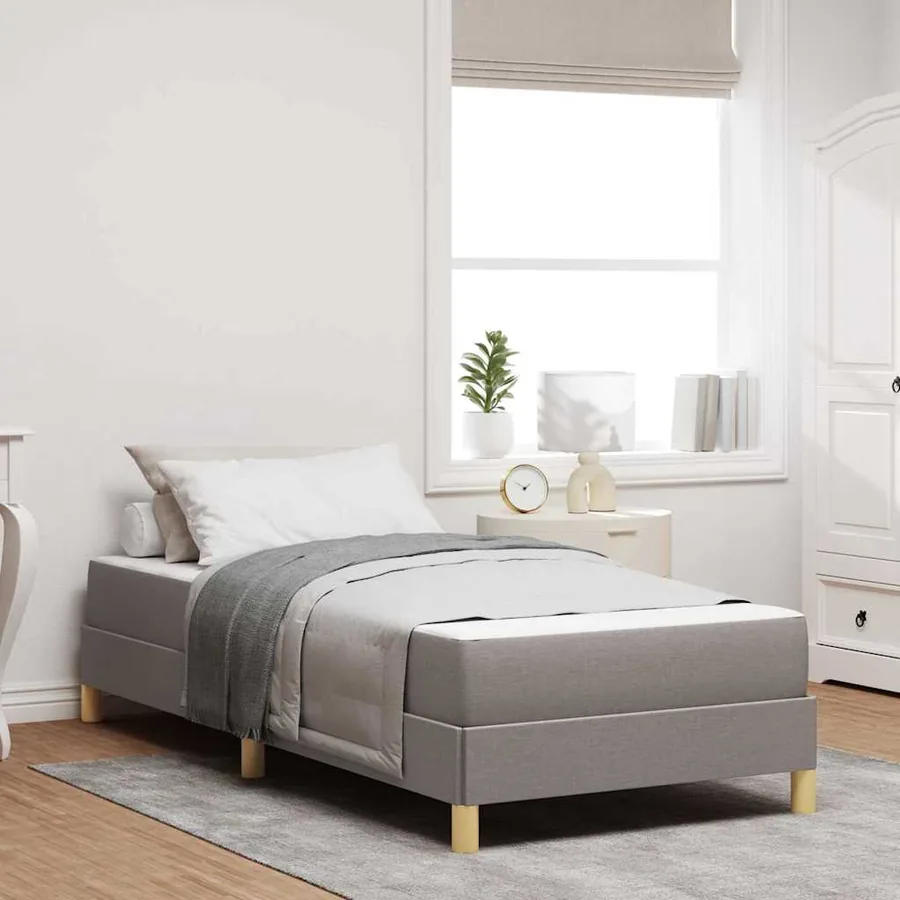 Lit à ressorts avec matelas Taupe 80 x 200 cm tissu