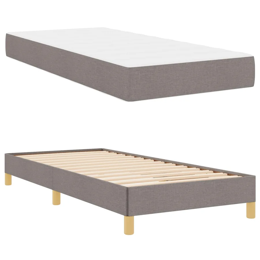 Lit à ressorts avec matelas Taupe 80 x 200 cm tissu - 5