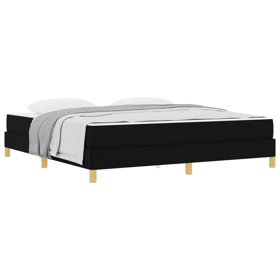 Lit à ressorts avec matelas Noir 180 x 200 cm tissu - 2
